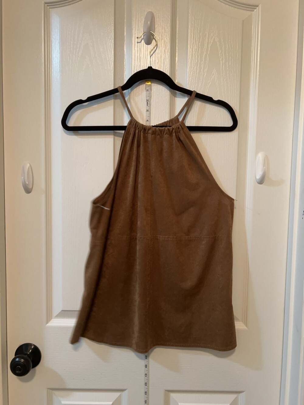 Max Studio Brown Faux Suede Halter Top Boho 90s Y2K Festival Minimalist Size M
